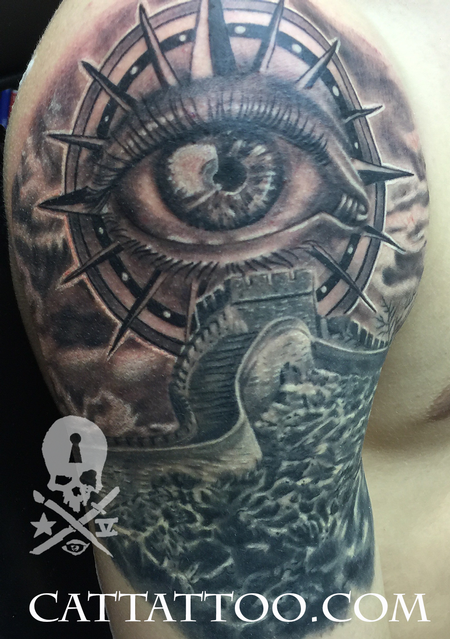Tattoos - Great Wall and Compass Eye - 127440